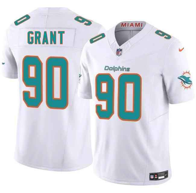 Men's Miami Dolphins #90 Kenneth Grant White 2025 Draft F.U.S.E. Vapor Limited Stitched Football Jersey